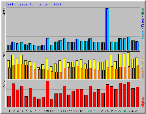 Daily usage for January 2007
