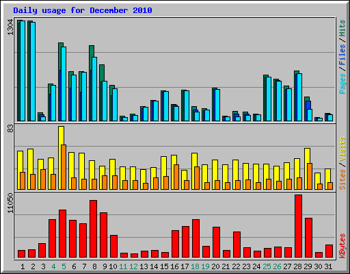 Daily usage for December 2010