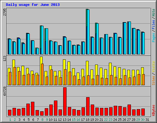Daily usage for June 2013