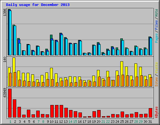 Daily usage for December 2013