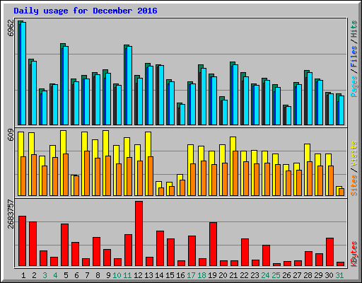 Daily usage for December 2016