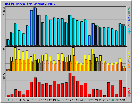 Daily usage for January 2017