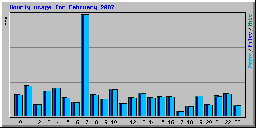 Hourly usage for February 2007