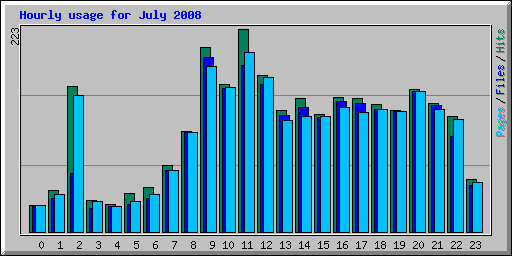Hourly usage for July 2008