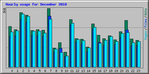 Hourly usage for December 2010