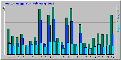 Hourly usage for February 2013