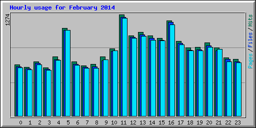 Hourly usage for February 2014